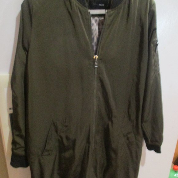 Among equals long modern lined olive black zip coat jacket 12 m - Picture 3 of 9